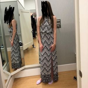 Black and White High Neck Maxi Dress